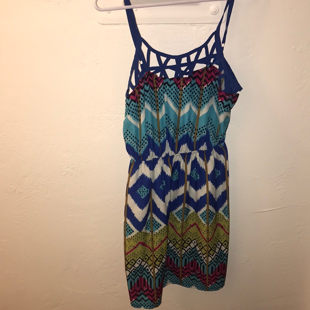 Strappy Patterned Mini Dress